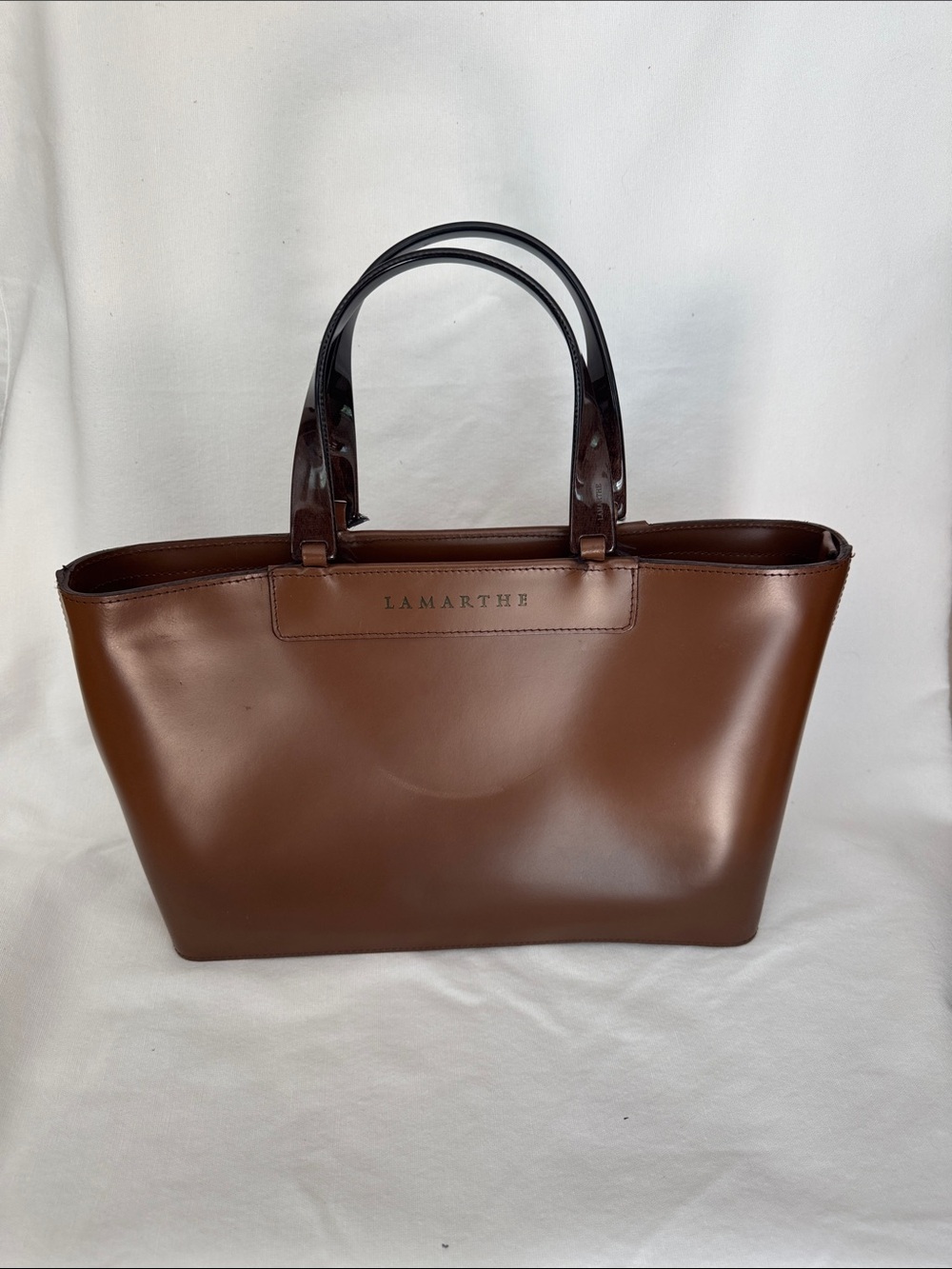 LAMARTHE Brown Leather Tote with Dual Top Handles